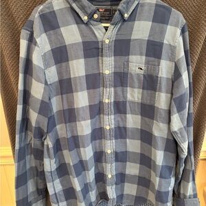 Vineyard Vines Men's Casual Blue Plaid Shirt